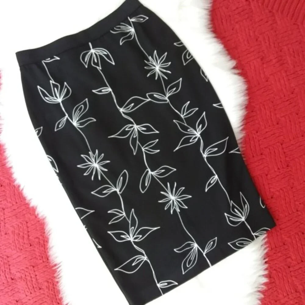 Alfani Floral Midi Skirt Black S